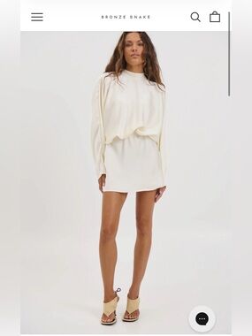 *New Bronze Snake Cream Long Sleeve Mini Dress